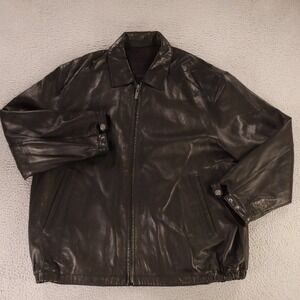 VTG Hummer Jacket Mens 5XL Black 100% Leather Genuine H2 GM Collared Y2K Soft